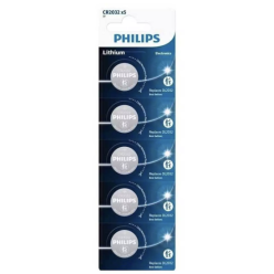 Philips Lityum CR2032 3.0V düğme pil 5'li blister (20.0 x 3.2) – çocuk korumalı ambalaj